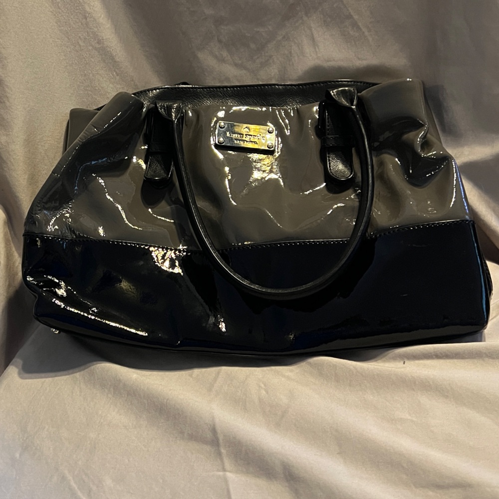 Kate Spade Black & Grey Patent Leather Tote Bag